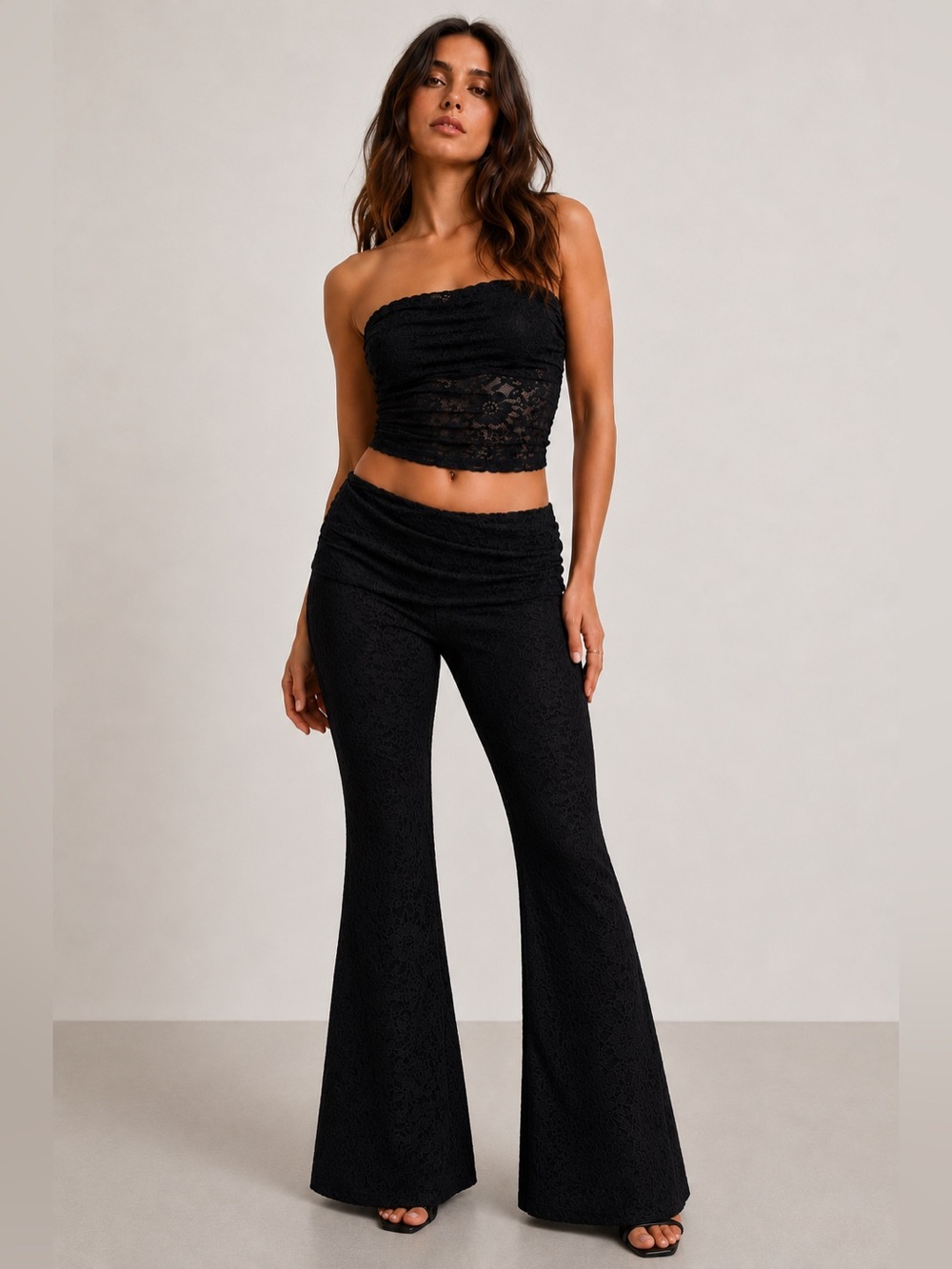 RUNAWAY Azealia Lace Foldover Pant Medium Black NWT!